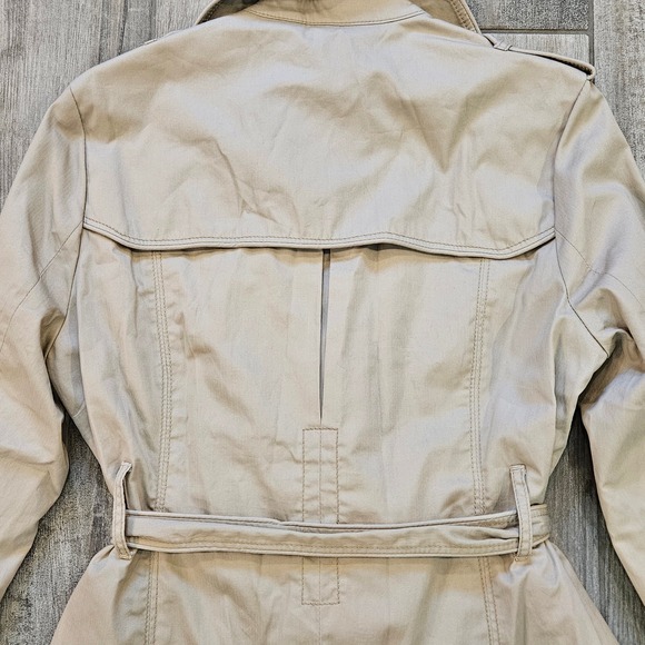 American Eagle Outfitters Trench Coat Womens Size L Khaki Tan Double Breasted - Picture 6 of 11